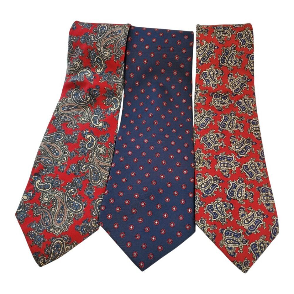 3 Neck Ties Bert Pulitzer, Boston Traders, Ley's Red Blue Paisley Floral - Picture 2 of 11